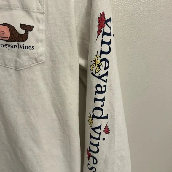 Vineyard Vines White holiday fall Graphic long sleeve Tee boys medium 12/14 - Picture 4 of 9